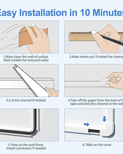 Yecaye Cord Hider, 113in One-Cord Cable Concealer, Cord Covers for Wires on Wall, Easy Install Cable Management Kit for 2 Small Wires, Cables Raceway Home Office, W0.59in H0.4in, White