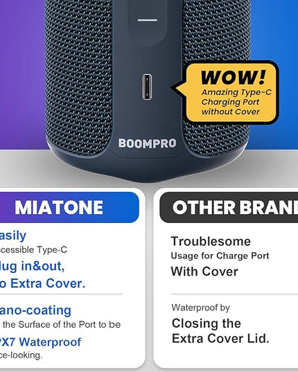 MIATONE Portable Bluetooth Speakers 36W Stereo Sound Bass Boost, 24H Playtime, Bluetooth 5.3 TWS Pairing Father Boy Friend Gifts for him Ideal Present (Blue)