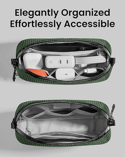 tomtoc Electronics Organizer Travel Case Performance, Water Resistant Bag Cable Tech Pouch Accessories, Carry Storage for Cord, Phone, Cables, Airpods, USB Flash Drive, Daily Items