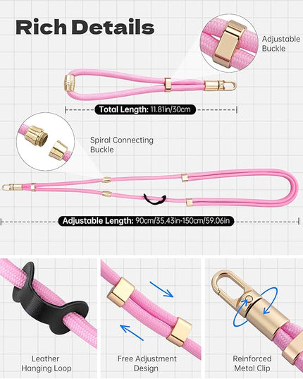 TiMOVO 3-in-1 Phone Lanyard, Detachable Phone Strap with Tether Tab, Adjustable Anti-Theft Crossbody Lanyard