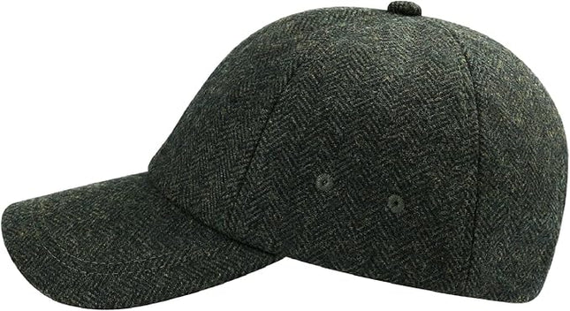 BOTVELA Wool Baseball Cap for Men Adjustable Unstructured Tweed Hat