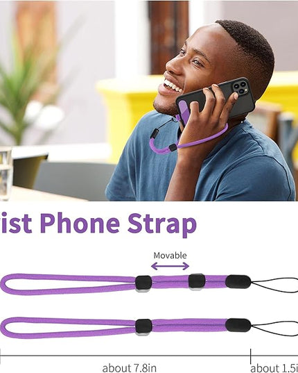 CACOE Phone Lanyard 2 Pcs-1 Pcs Adjustable Neck Strap, 1 Pcs Wrist Strap, 2 Pcs Pads, Universal Crossbody Multifuctional Cell Phone Lanyards Compatible with Most Smartphones(Dark Purple)
