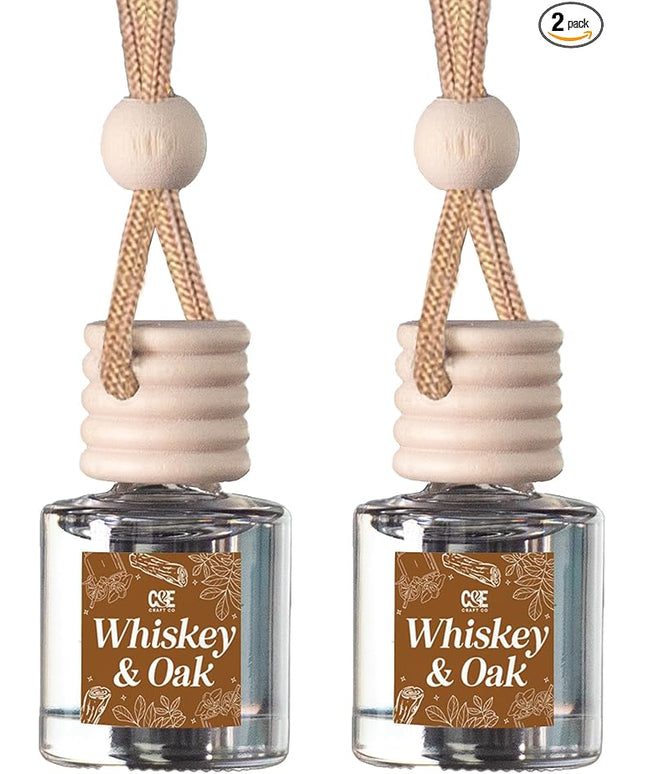 CANDECraftCo Car Air Hanging Fragrance Oil, Car Auto Freshener for Essential Oils, Scents Fragrance Aromatherapy Automobile Diffuser, Long Lasting (Whiskey & Oak)