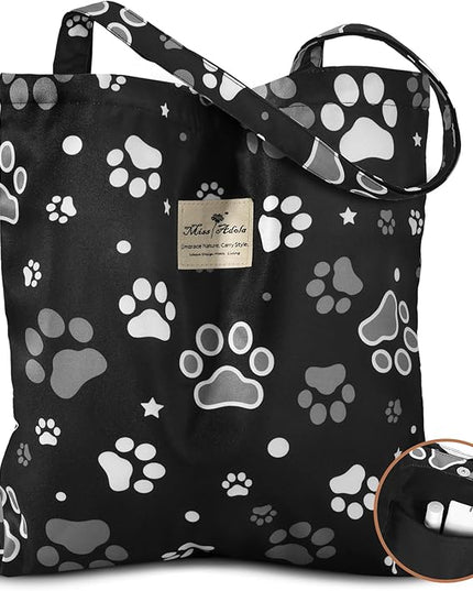 Aesthetic Cotton Tote Bag for Women - Reusable Shoulder Bag with Buckle Fabric Bag for Gym, Travel, Work
