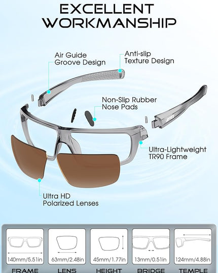 ATTCL Polarized Sunglasses Men for Fishing: UV Protection Lightweight TR90 Sports Wrap Sun Glasses Driving Golf Running