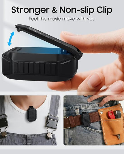 comiso Wearable Bluetooth Speaker- IPX7 Waterproof Updated, 10H Playtime Clip-On Wireless Portable Speaker Built-in Mic for Hands-Free Music/Calls, Work/Outdoor,Running/Cycling