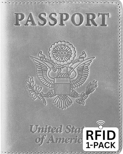 Ciana Passport Holder for Travel – PU Leather Passport Cover and Card Holder for Men & Women – Slim Passport Holder with Card Protector Slot, Travel Must Haves (Gray)