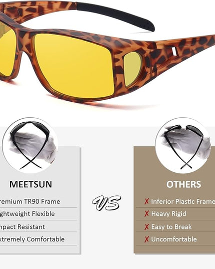 MEETSUN Fit Over Glasses Sunglasses for Men Women,Wrap Around Sunglasses Polarized UV400 Protection