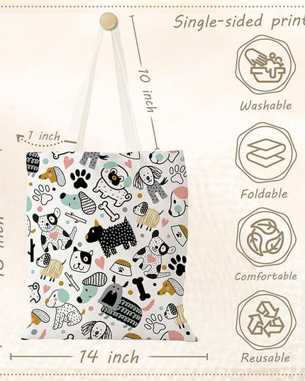 Aesthetic Canvas Tote Bag with Zipper Pockets & Snaps for Women,Reusable Shopping Grocery Bags Gifts -Work, Gym
