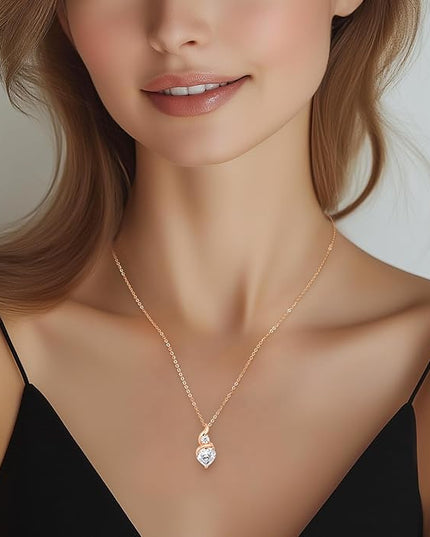 ANDSO Moissanite Heart Pendant Necklaces for Women, 925 Sterling Silver Necklace with Birthstone, Ideal Anniversary Present or Birthday Christmas Valentine Jewelry Gifts for Mom Wife Her Girlfriend