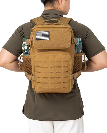 QT&QY 25L/45L Military Tactical Backpack For Men Molle Daypack 3 Day Bug Out Bag Hiking Rucksack With Bottle Holder