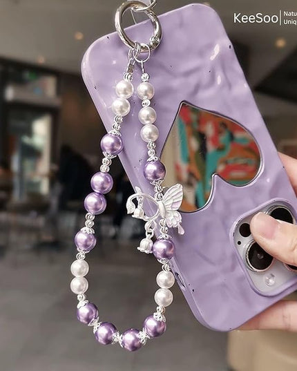 Korean-Style Pearl Butterfly Phone Charm - Luxe Hands-Free Elegance, Universally Compatible with iPhone & Android, Radiating Timeless Charm, Light Green