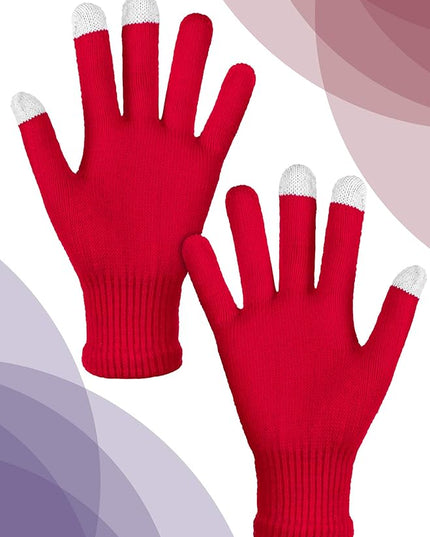 Pangda 12 Pairs Winter Touch Screen Gloves for Men Women Stretch Knitted Texting Gloves Warm Windproof Solid Color Mittens