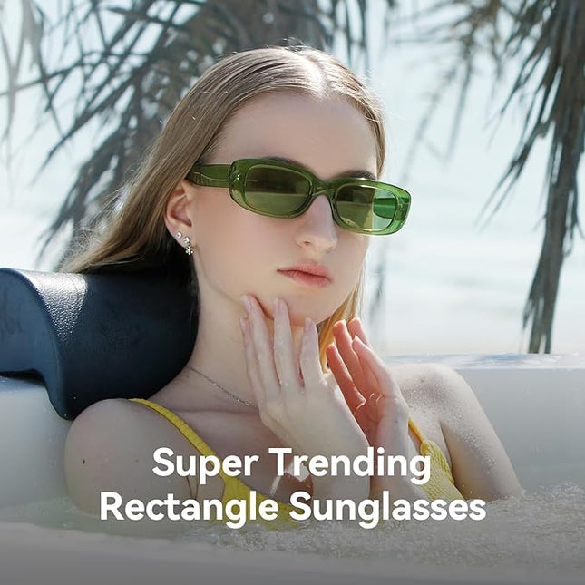 Dollger Rectangle Sunglasses for Women Men Trendy Retro Fashion Sunglasses UV 400 Protection Square Fram