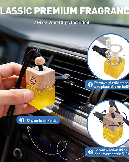 Car Air Freshener Hanging 2 Pack, Teakwood & Cashmere Fragrance Essential Oil Diffuser, Long Lasting Car Scent, Car Accessories for Women Men