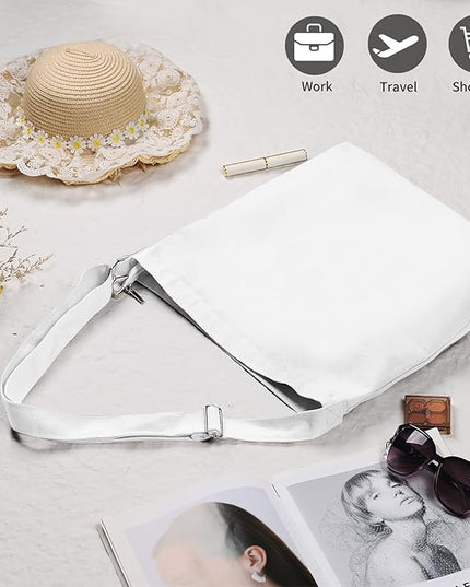 Women's blank large Size Canvas Crossbody Tote Handbags Shoulder Bag