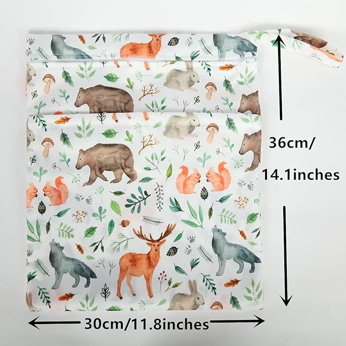 Wet Dry Bag Baby Cloth Diaper Nappy Insert Bag Reusable With Two Zippered Pockets (XOXO)