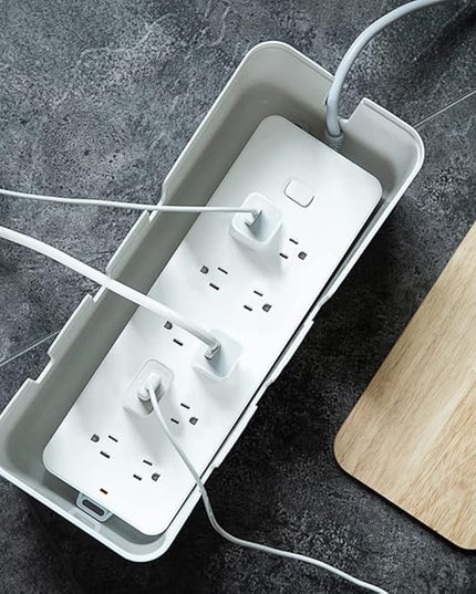 Cable Management Box by Baskiss, 12x5x4.5 inches, Wood Lid, Wire Organizer for Desk TV Computer USB Hub System to Cover and Hide & Power Strips & Cords