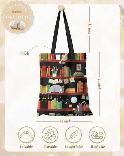 Aesthetic Canvas Tote Bag - Reusable Shoulder Tote Bag for Women Lady Casual Vacation, Shopping, Work, Gym
