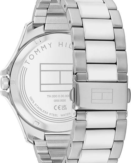 Tommy Hilfiger Men's 3H Quartz Watch, Stainless Steel Bracelet, Water Resistant 3 ATM, Modern and Stylish Timepiece, Gift for Him, 42mm