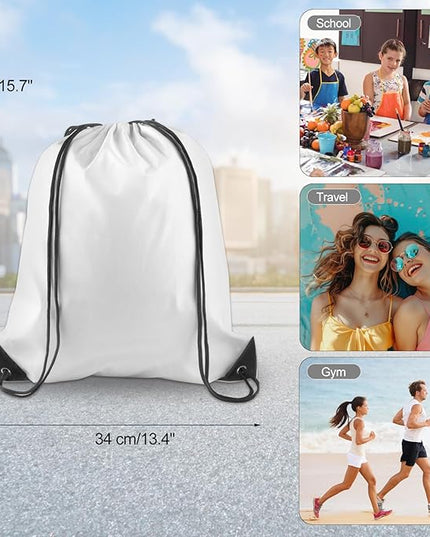 KUUQA 60Pcs White Drawstring Backpack Bag Bulk Drawstring Bags String Bags Storage Bags Gym Backpack for Sport Gym Traveling