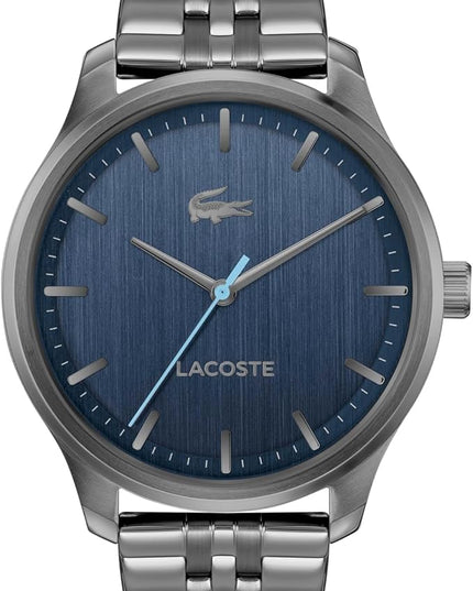 Lacoste Lisbon Men’s Quartz Watch - Three-Hand Sunray Dial with Stick Indexes, Polished Case, Crocodile Logo - Modern, Classic Timepiece - Gift for Him 42mm