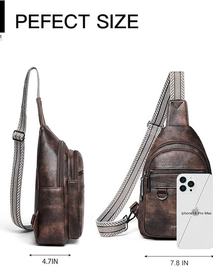 7L Sling Bag for Women Men Vegan Leather Crossbody Bags Fanny Pack Purse Backpack Over Shoulder Bag Travel Anti Theft