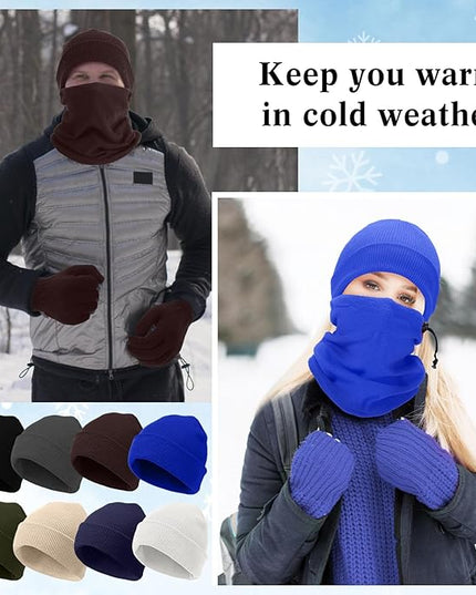 Yunsailing 48Pcs Bulk Winter Beanie Hat Scarf Gloves Winter Set for Men Women Knit Beanies Homeless Care Package Supplies