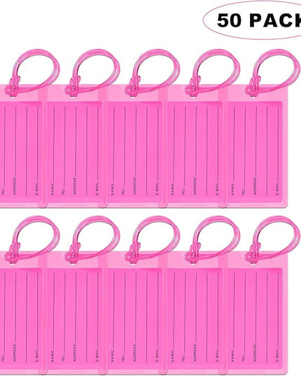 50 Pack Luggage Tags for Suitcases, Airplane Travel Essentials for Flying, International Travel Must Haves, and Luggage Accessories by Sodsay