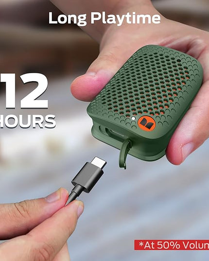 Monster Blaster Micro Wearable Bluetooth Speaker, Clip-On Wireless Small Portable Speaker with Built-in Mic (Non-Magnetic), IPX7 Waterproof, TWS, Hands-Free Music/Calls for Work/Cycling/Running, Green