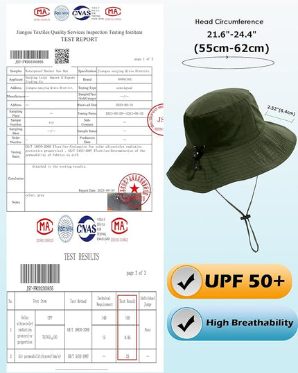 Water-Resistant Sun UPF 50+ Bucket Hat Protection Packable Brimmed Boonie for Women Men Summer Lightweight Hiking Outdoor Cap
