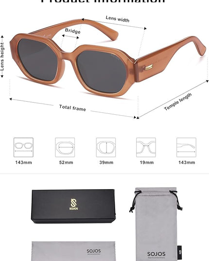 SOJOS Polarized Sunglasses For Women Retro Rectangle Womens Sun Glasses Trendy Narrow Square 90s Shades SJ2232