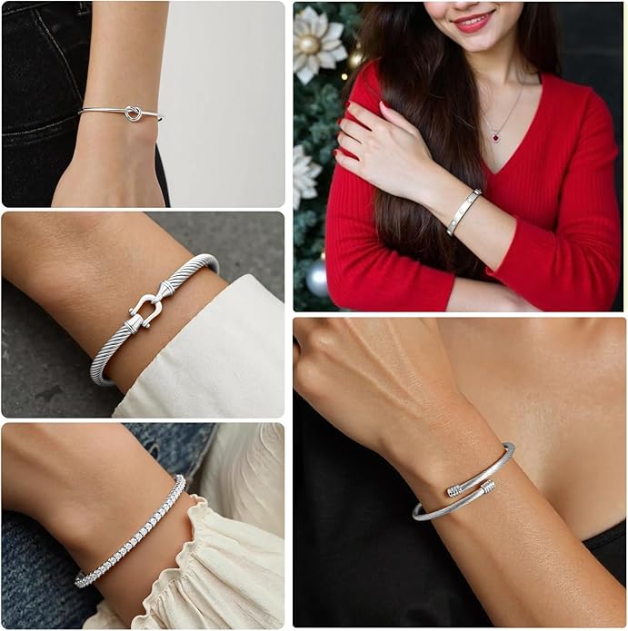 18 K Gold Plated Love Bangle Bracelet Stack Cuff Jewelry for Women Jewelry Set for Women Gift with Box