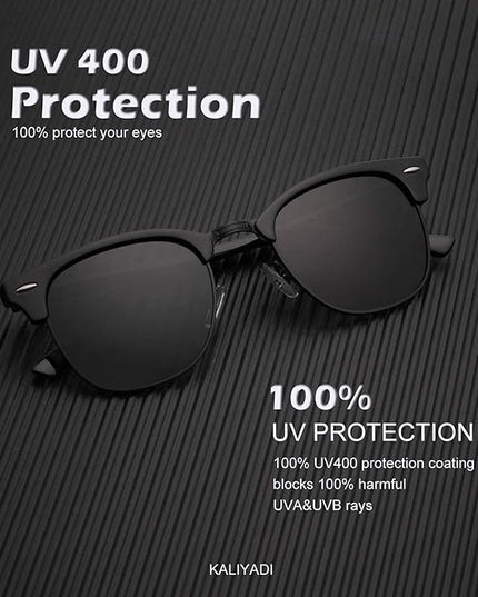 KALIYADI Polarized Sunglasses for Men and Women Semi-Rimless Frame Driving Sun glasses UV Blocking