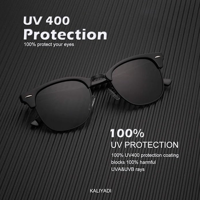 KALIYADI Polarized Sunglasses for Men and Women Semi-Rimless Frame Driving Sun glasses UV Blocking