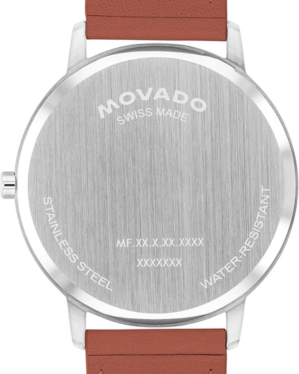 Movado Face Watch - Swiss Quartz, Leather Strap - Classic, Timeless Luxury Fashion Timepiece for Him or Her - 41mm