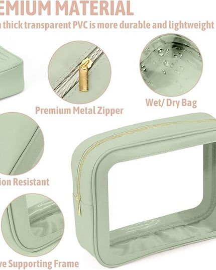 5 Pack Clear Toiletry Bag,TSA Approved Travel Makeup Pouch with Zipper for Cosmetics and Toiletries，Diaper Bag Organizer Pouch Set,Purse Organizer for Christmas Women Gift