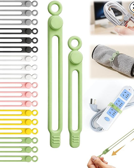 30 Pcs Silicone Cable Ties, Reusable Data Cable Organizer Wire Organizers for Office, Multipurpose Elastic Cord Wraps Cable Management for Charging Cord,Appliances,Home,Office,Kitchen,School,Travel