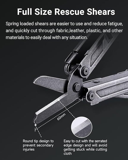 NEXTORCH PIONEER 14-IN-1 Multi-tools Full-Size,Versatile Multi-tool Set with Scissors Needle Nose Pliers Pocket Clip Multi-tool (STONE WASHED FINISH)