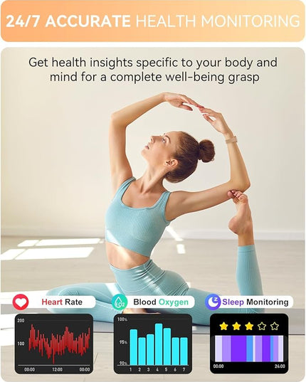 Smart Watch for Women Men, Fitness Tracker Watch for Android Phones iPhone Compatible, 1.85" Smart Watches for Women Men, 110+ Sport Modes Smartwatch (2 Strap)