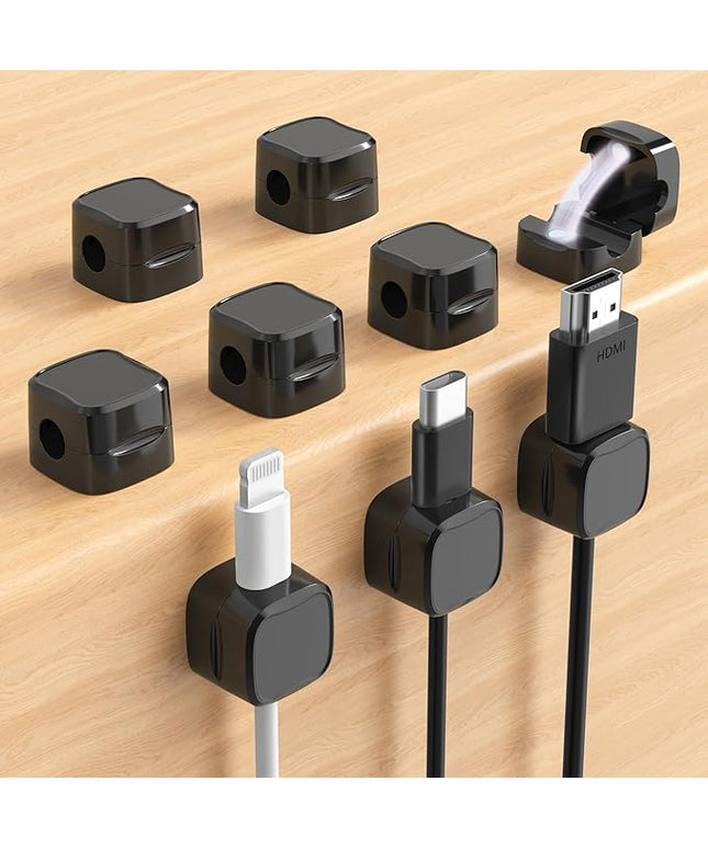 Magnetic Cable Clips, Adjustable Cord Holder Management, Adhesive Wire Keeper Organizer for Home Office Desk Phone PC Car Wall Desktop Nightstand Appliance (9-Pack Black)