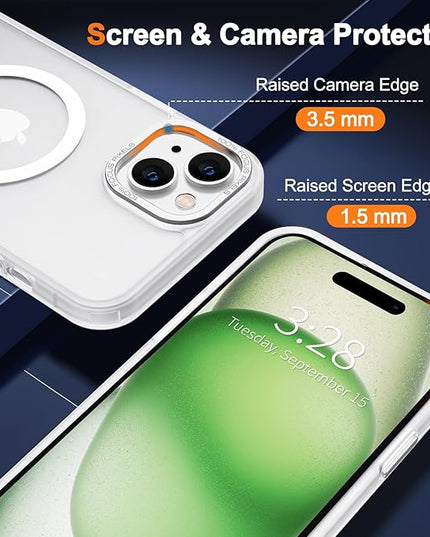 Hython Case for iPhone 15 Plus Case Magnetic Translucent Matte Phone Cases 6.7" [Compatible with MagSafe] Thin Slim Fit Shockproof Bumper Hard Protective Cover for Women Men Girls, Frosted White