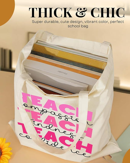 AUSVKAI Canvas Tote Bag Aesthetic for Women, Cute Cloth Cotton Bags for College Shopping Beach Grocery and Trendy Gifts