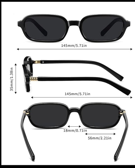 Retro Rectangle Sunglasses for Women Men Trendy Vintage Small Square Sun Glasses 90s Fashion Cute Sunnies CL010