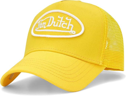 Von Dutch Unisex Trucker Hat - Curved Bill Mesh Back Retro Classic Adjustable Snapback Baseball Cap for Men and Women