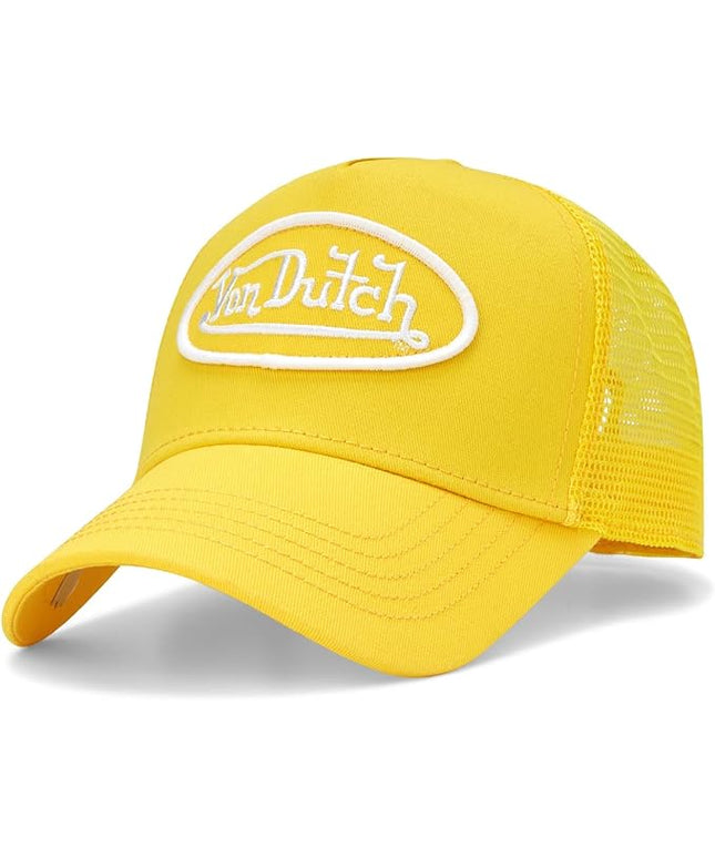 Von Dutch Unisex Trucker Hat - Curved Bill Mesh Back Retro Classic Adjustable Snapback Baseball Cap for Men and Women