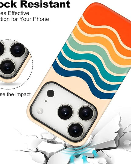 Magnetic for iPhone 17 Pro Case Cute Frog Stripes Phone Case, Summer Shockproof Slim TPU and Hard PC Protective Phone Cover Compatible with MagSafe Designed for Women Girls