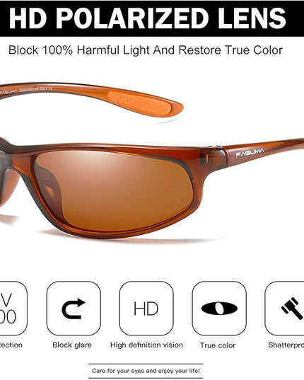 FAGUMA Polarized Sports Sunglasses For Men Cycling Driving Fishing UV400 Protection