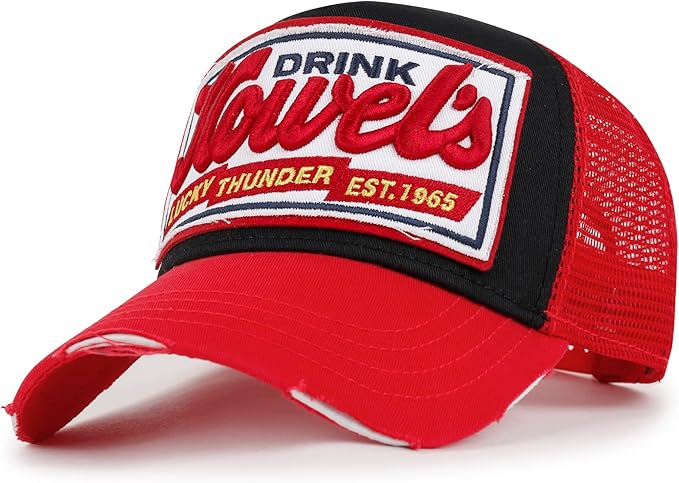 ililily Premium Howels Embroidery Vintage Baseball Cap Distressed Trucker Hat