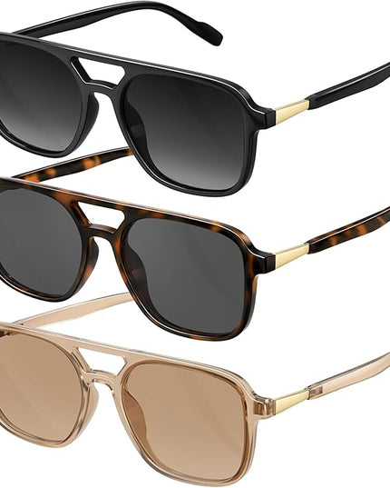 Retro Aviator Sunglasses for Women Men:Polarized Trendy Vintage 70s Rectangle Womens Shades Sun Glasses UV Protection